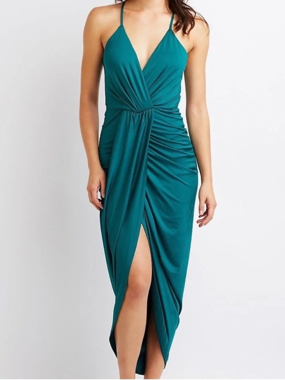 Deep Teal Wrap Maxi Dress Charolette Ruse